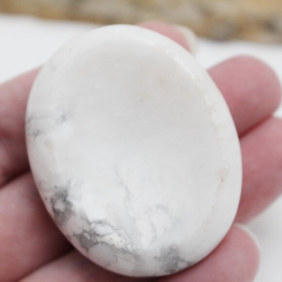 White Howlite Pocket Worry Stone - Picture 8 of 12